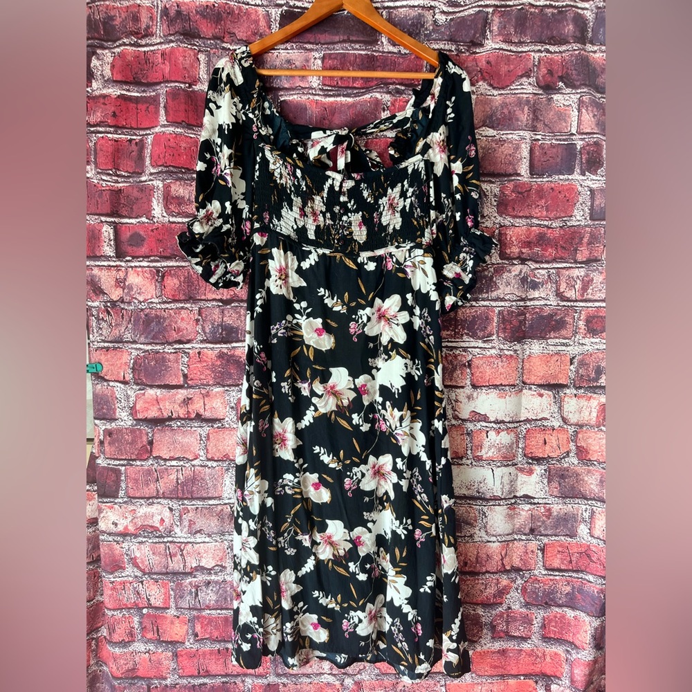 Anthropologie Black Floral Maxi Dress